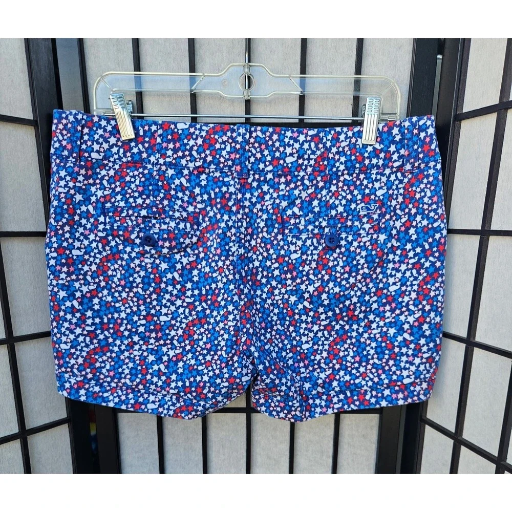 VINEYARD VINES Women's Patriotic Stars & Whales Chino Shorts Size 10